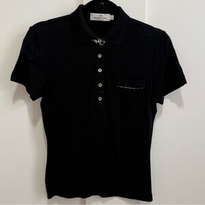 Bugatchi Woman Y2K Classic Polo Vintage Designer Shirt Plaid Trim Black Knit